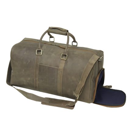 Vintage Crazy Horse Leather Travel Bag – Rugged Handcrafted Duffle with Shoe Compartment